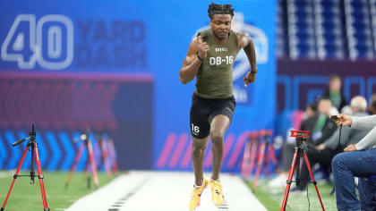 Vikings rookie cornerback Khyree Jackson, seen here at the 2024 NFL Scouting Combine in March, was killed Saturday morning in a car crash. (AP)