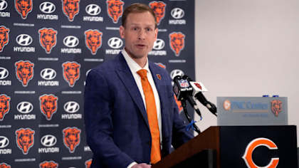 Chicago Bears new coach Ben Johnson speaks following his introduction at an NFL football news conference at Halas Hall in Lake Forest, Ill., Wednesday, Jan. 22, 2025. (AP Photo/Nam Y. Huh)