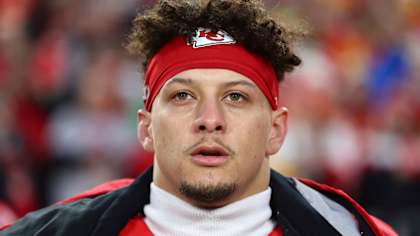 Kansas City Chiefs quarterback Patrick Mahomes (15) during national anthem prior to the AFC Championship NFL football game against the Buffalo Bills, Sunday, Jan. 26, 2025, in Kansas City, Mo. The Chiefs defeated the Bills 32-29. (Tyler McFarland/Kansas City Chiefs via AP)
