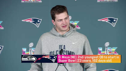 New England Patriots quarterback Drake Maye discuss Super Bowl prep three days ahead of Super Bowl LX