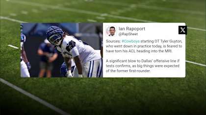 OT Tyler Guyton feared to have torn ACL at Cowboys practice today | 'Inside Training Camp Live'