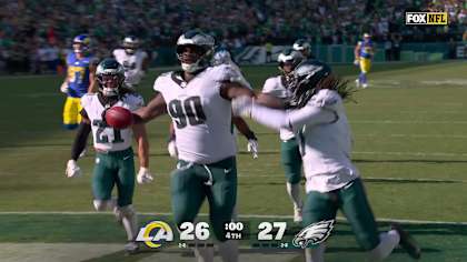 NFL blocked field goal return touchdown celebration similar to Jordan Davis heroics
