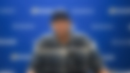 Los Angeles Rams quarterback Matthew Stafford speaks to the media after an NFL football game against the Detroit Lions in Detroit, Monday, Sept. 9, 2024. (AP Photo/David Dermer)