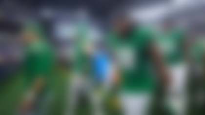 Philadelphia Eagles defensive tackle Jalen Carter walks off the field at the end of the first half of an NFL football game between the Dallas Cowboys and the Philadelphia Eagles Sunday, Nov. 23, 2025, in Arlington, Texas. (AP Photo/Julio Cortez)