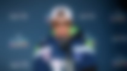 Seattle Seahawks wide receiver Jaxon Smith-Njigba speaks during a news conference on Wednesday, Feb. 4, 2026, in San Jose, Calif., ahead of Super Bowl 60 between the New England Patriots and the Seattle Seahawks. (AP Photo/Brynn Anderson)