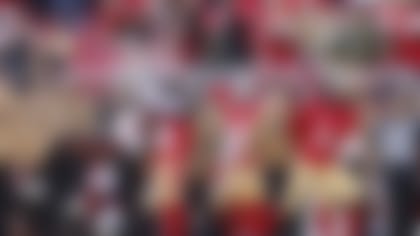 San Francisco 49ers wide receiver Brandon Aiyuk (11) catches a touchdown pass against Tampa Bay Buccaneers cornerback Jamel Dean (35) during the second half of an NFL football game in Santa Clara, Calif., Sunday, Nov. 19, 2023. (AP Photo/Josie Lepe)