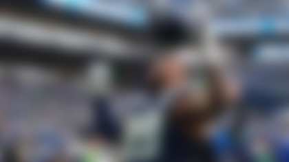 Seattle Seahawks defensive end Leonard Williams (99) reacts before the NFC Championship NFL football game against the Los Angeles Rams, Sunday, Jan. 25, 2026, in Seattle. (AP Photo/Lindsey Wasson)