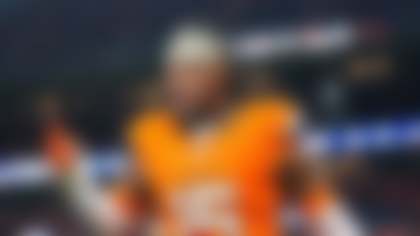 Denver Broncos linebacker Nik Bonitto (15) celebrates after an NFL football game against the Kansas City Chiefs, Sunday, Nov. 16, 2025, in Denver. (Cooper Neill via AP)