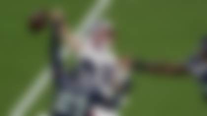 Seattle Seahawks cornerback Devon Witherspoon (21) forces a fumble against New England Patriots quarterback Drake Maye (10) at the NFL Super Bowl 60 game in Santa Clara, Calif., Sunday, February 8, 2026. (Adam Hunger/AP Content Services for the NFL)