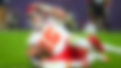 Kansas City Chiefs quarterback Patrick Mahomes (15) reacts after being sacked during the second half an NFL football game against the Denver Broncos Sunday, Nov. 16, 2025, in Denver. (AP Photo/Jack Dempsey)