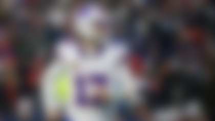 Buffalo Bills quarterback Josh Allen (17) reacts during the second half of an NFL football game against the New England Patriots, Sunday, Dec. 14, 2025, in Foxborough, Mass. (AP Photo/Greg M. Cooper)