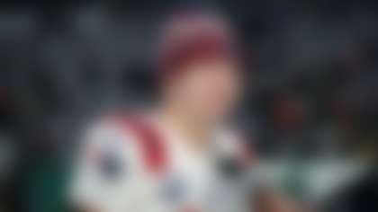 New England Patriots quarterback Drake Maye (10) talks to reporters after an NFL football game against the New York Jets, Sunday, Dec. 28, 2025 in New York. The Patriots won 42-10. (AP Photo/Vera Nieuwenhuis)