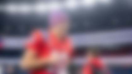 New England Patriots quarterback Drake Maye (10) reacts as he runs off the field following an NFL football game against the New York Giants, Monday, Dec. 1, 2025, in Foxborough, Mass. (Michael Owens via AP)