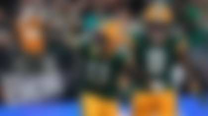 Green Bay Packers wide receiver Jayden Reed (11) celebrates after scoring against the Philadelphia Eagles during the first half of an NFL football game, Friday, Sept. 6, 2024, at the Neo Quimica Arena in Sao Paulo. (AP Photo/Doug Benc)