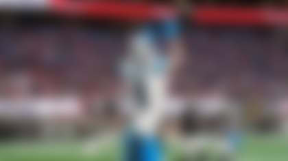 Carolina Panthers wide receiver Tetairoa McMillan (4) pulls in a touchdown pass against the Atlanta Falcons in the second half of an NFL football game, Sunday, Nov. 16, 2025, in Atlanta. (AP Photo/Brynn Anderson)