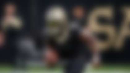 New Orleans Saints running back Alvin Kamara (41) before an NFL football game in New Orleans, Sunday, Sept. 22, 2024. The Eagles won 15-12. (AP Photo/Gerald Herbert)