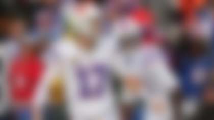 Buffalo Bills quarterback Josh Allen (17) celebrates during the first half of an NFL football game against the Tampa Bay Buccaneers in Orchard Park, N.Y., Sunday Nov. 16, 2025. (AP Photo/ Jeffrey T. Barnes)