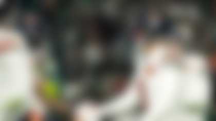 Chicago Bears quarterback Caleb Williams (18) celebrates during an NFL football game against the Philadelphia Eagles, Friday, Nov. 28, 2025, in Philadelphia. (Cooper Neill via AP)