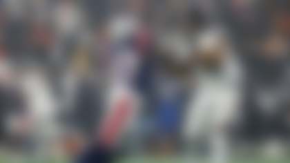 New England Patriots defensive end Milton Williams (97) battles with Houston Texans offensive tackle Aireontae Ersery (79) during the second half of an NFL divisional playoff football game, Sunday, Jan. 18, 2026, in Foxborough, Mass. (AP Photo/Greg M. Cooper)