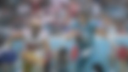 San Francisco 49ers defensive end Nick Bosa (97) chases after Jacksonville Jaguars quarterback Trevor Lawrence (16), causing an interception on the play during the second half of an NFL football game, Sunday, Nov. 12, 2023, in Jacksonville, Fla. (AP Photo/Phelan M. Ebenhack)