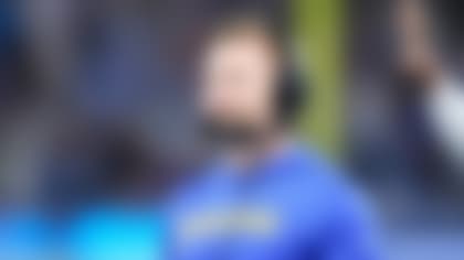 Los Angeles Rams head coach Sean McVay looks on from the sideline against the Carolina Panthers during an NFL wild card playoff football game, Saturday, Jan. 10, 2026, in Charlotte, N.C. (AP Photo/Brian Westerholt)