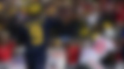 Michigan quarterback J.J. McCarthy throws a pass during the first half of an NCAA college football game against Ohio State, Saturday, Nov. 25, 2023, in Ann Arbor, Mich. Michigan won 30-24. (AP Photo/David Dermer)