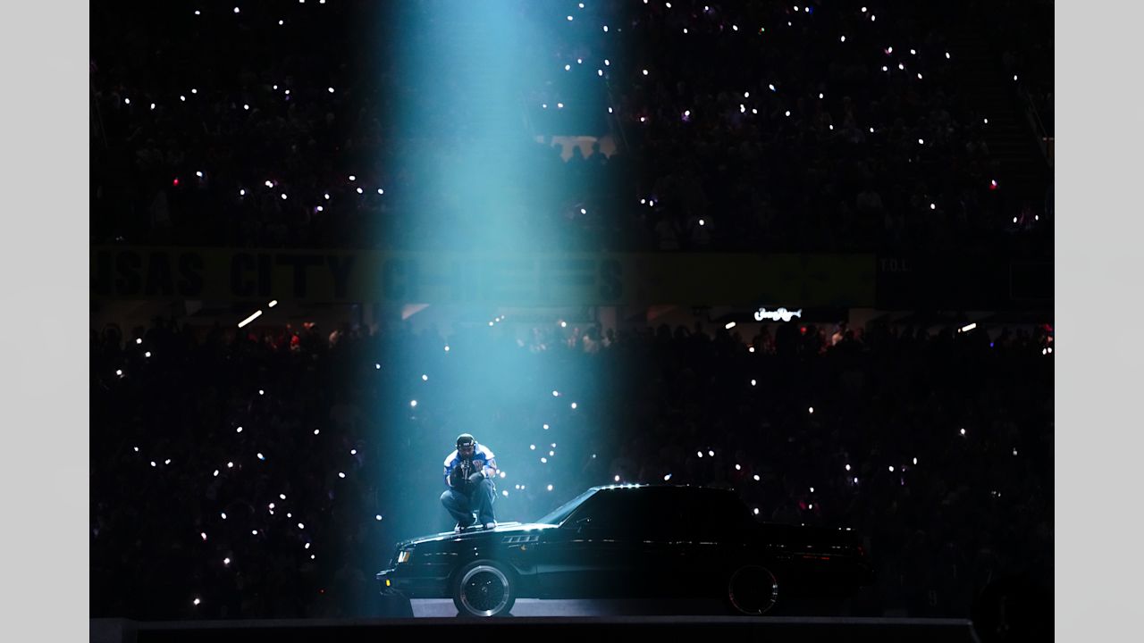 Rapper Kendrick Lamar performs during the halftime show during the NFL Super Bowl LIX football game between the Kansas City Chiefs and the Philadelphia Eagles on Sunday, February 9, 2025 in New Orleans, Louisiana.