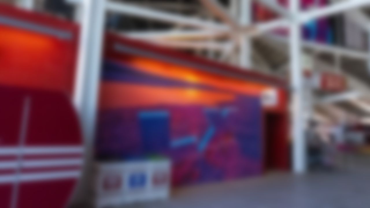 Alviso Marina County Park salt ponds image used as decor on a wall within Levi's Stadium.