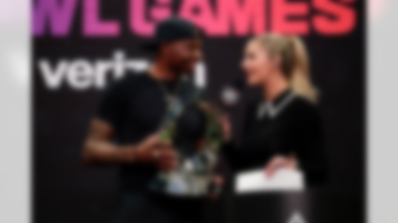 Former wide receiver Jerry Rice receives the Pro Bowl trophy during the 2026 Pro Bowl Game on Tuesday, February 3, 2026 in San Francisco, California.