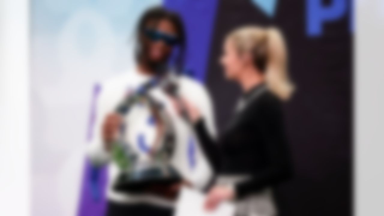 Dallas Cowboys wide receiver George Pickens (3) receives the Pro Bowl trophy during the 2026 Pro Bowl Game on Tuesday, February 3, 2026 in San Francisco, California.