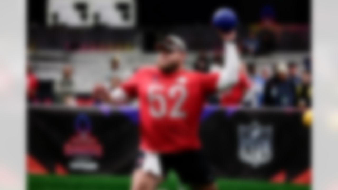 Kansas City Chiefs center Creed Humphrey (52) throws the ball during the 2026 Pro Bowl Skills Challenge on Monday, February 2, 2026 in San Francisco.