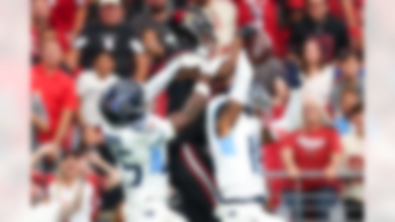 Arizona Cardinals wide receiver Marvin Harrison Jr. (18) catches a pass during an NFL football game against the Tennessee Titans on Sunday, October 5, 2025 in Glendale, Arizona.