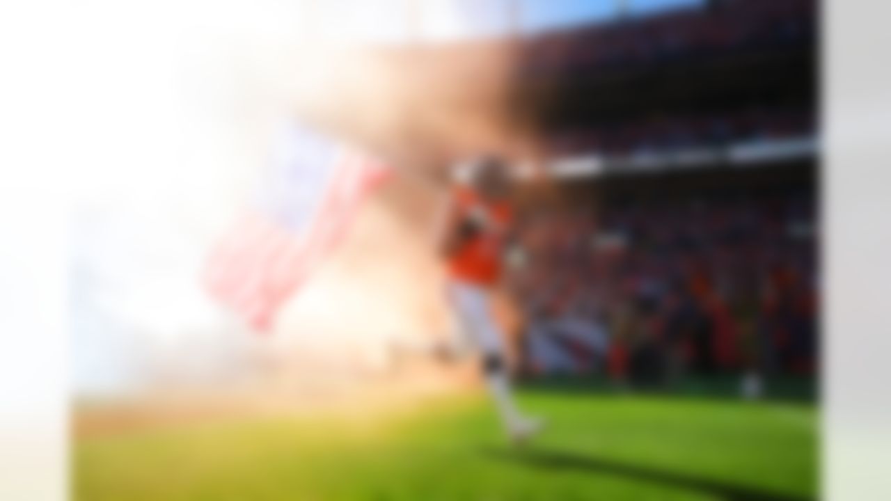 Denver Broncos offensive tackle Garett Bolles (72) takes the field prior to an NFL football game against the Kansas City Chiefs on Sunday, November 16, 2025 in Denver, Colorado.