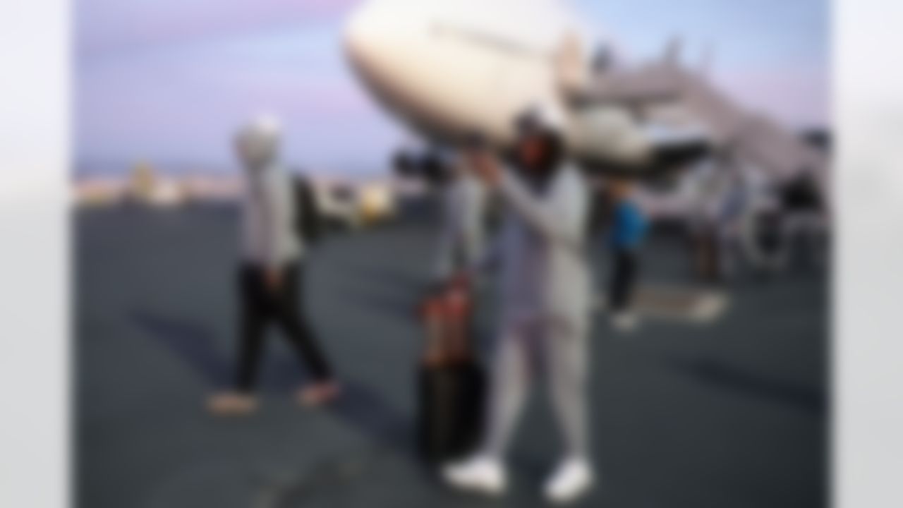 Seattle Seahawks cornerback Shaquill Griffin (24) arrives at San Jose Mineta International Airport ahead of Super Bowl LX on Sunday, February 1, 2026 in San Jose, Calif.