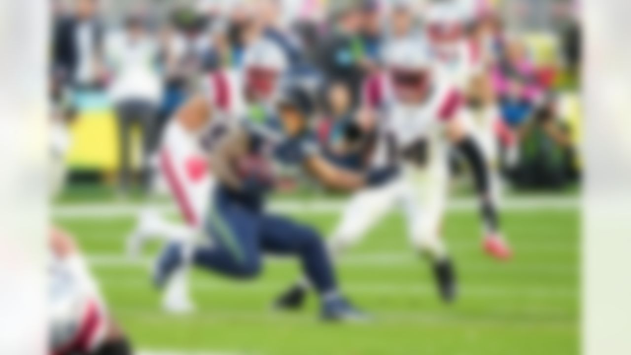 Seattle Seahawks running back George Holani (36) runs with the ball during the NFL Super Bowl LX football game against the New England Patriots on Sunday, February 8, 2026 in Santa Clara, Calif.