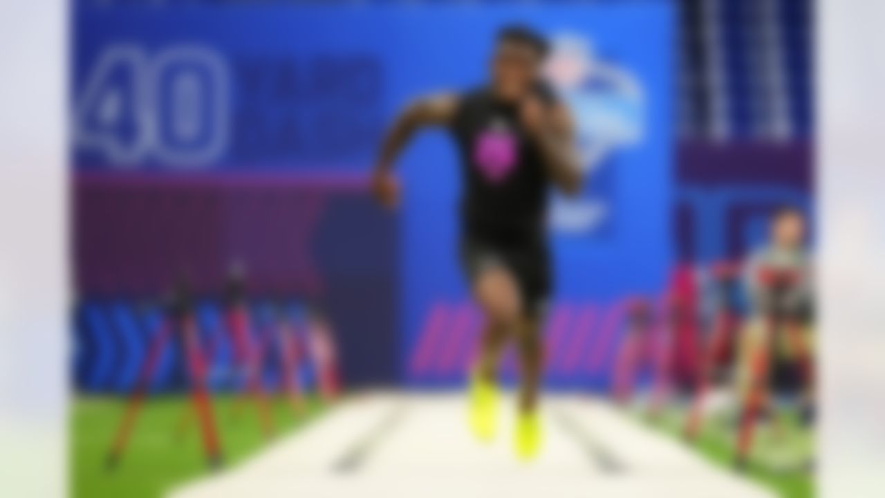 Missouri defensive back Toriano Pride Jr. (26) runs the 40-yard dash during the 2026 NFL Scouting Combine on Friday, February 27, 2026 in Indianapolis, Indiana.