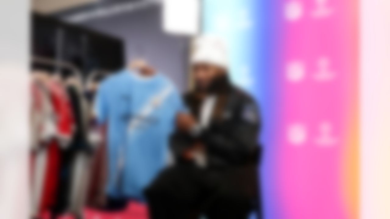 Minnesota Vikings running back Aaron Jones (33) poses for a photo at Radio Row ahead of the Super Bowl 60 football game on Wednesday, February 4, 2026 in San Francisco.