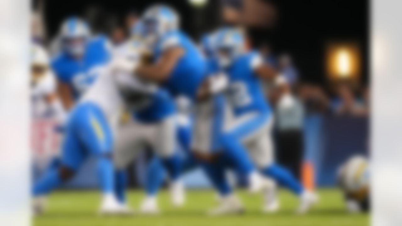 Detroit Lions running back Jabari Small (42) runs the ball during an NFL football game against the Los Angeles Chargers on Thursday, July 31, 2025 in Canton, Ohio.