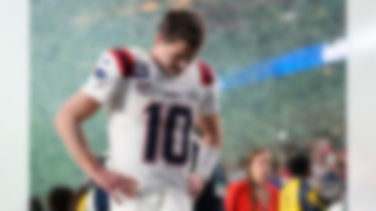 New England Patriots quarterback Drake Maye walks off the field after a loss to the Seattle Seahawks in the NFL Super Bowl LX football game, Sunday, Feb. 8, 2026, in Santa Clara, Calif.