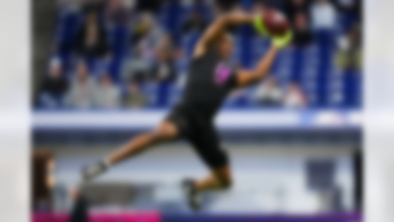 Tennessee defensive back Colton Hood (14) participates in a drill during the 2026 NFL Scouting Combine on Friday, February 27, 2026 in Indianapolis, Indiana. (Cooper Neill/NFL)