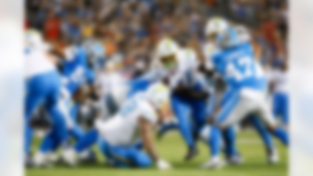 Los Angeles Chargers safety Trikweze Bridges (31) runs the ball during an NFL football game against the Detroit Lions on Thursday, July 31, 2025 in Canton, Ohio.