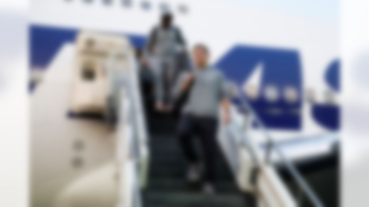 Seattle Seahawks head coach Mike Macdonald arrives at San Jose Mineta International Airport ahead of Super Bowl LX on Sunday, February 1, 2026 in San Jose, Calif.