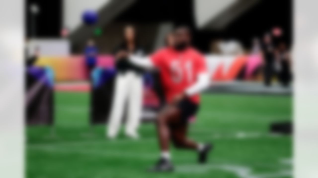 Houston Texans defensive end Will Anderson Jr. (51) throws the ball during the 2026 Pro Bowl Skills Challenge on Monday, February 2, 2026 in San Francisco.