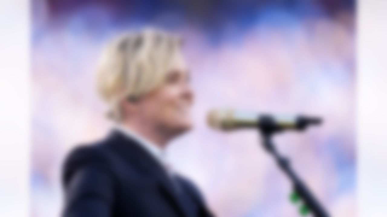 Brandi Carlile performs "America the Beautiful" prior to the NFL Super Bowl LX football game between the Seattle Seahawks and the New England Patriots on Sunday, February 8, 2026 in Santa Clara, Calif.