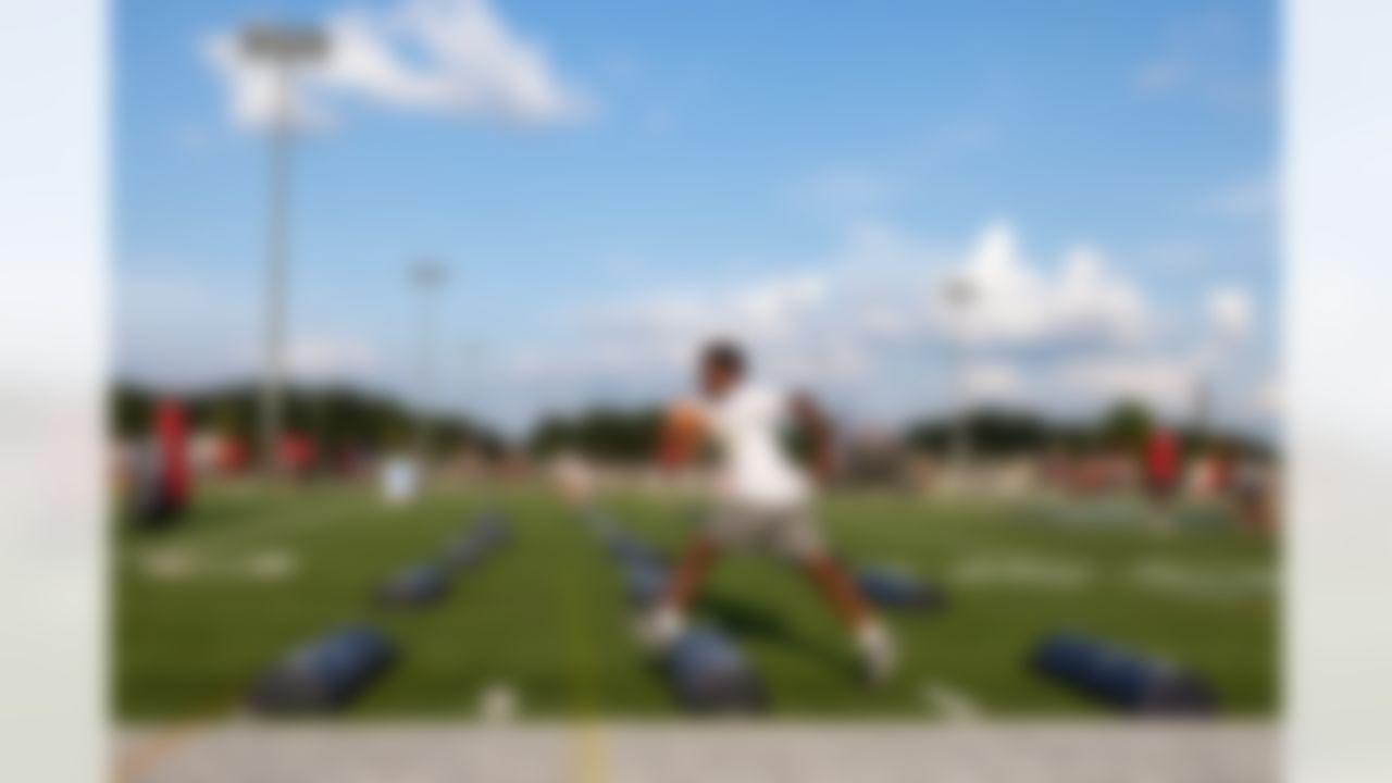 Kids run drills during the Play Football Skills Camp on Tuesday, July 29, 2025 in Canton.