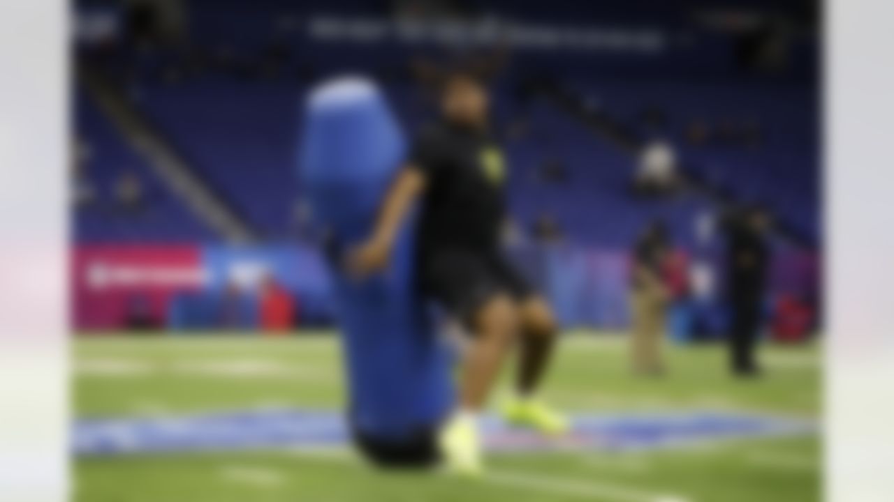Tennessee defensive lineman Bryson Eason (09) participates in a drill during the 2026 NFL Scouting Combine on Thursday, February 26, 2026 in Indianapolis, Indiana.