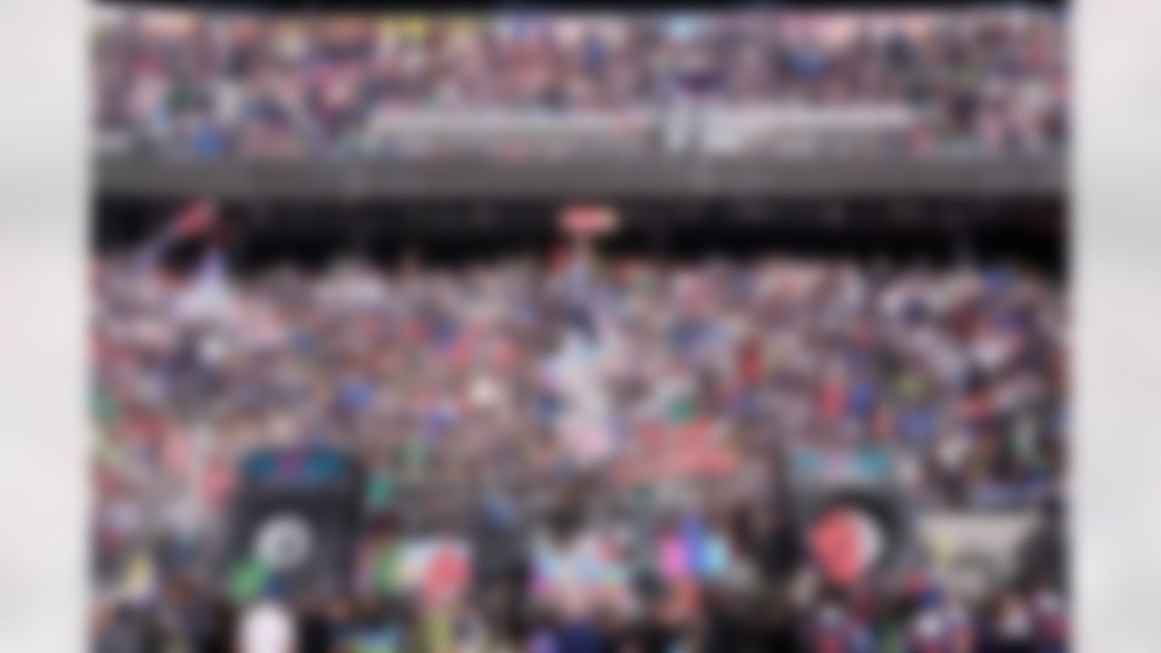 Green Day performs prior to the NFL Super Bowl LX football game between the Seattle Seahawks and the New England Patriots on Sunday, February 8, 2026 in Santa Clara, Calif.