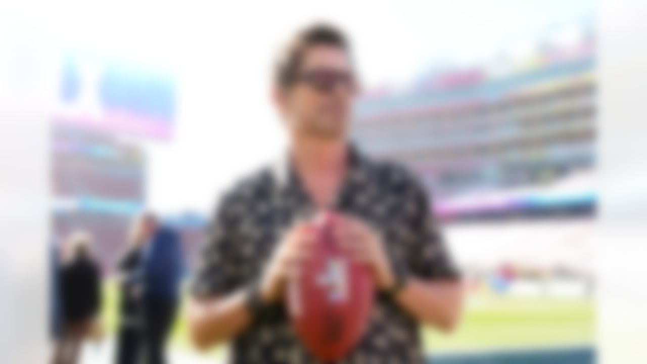 Actor Rob Lowe poses for a photo prior to the NFL Super Bowl LX football game between New England Patriots and Seattle Seahawks on Sunday, February 8, 2026 in Santa Clara, Calif.