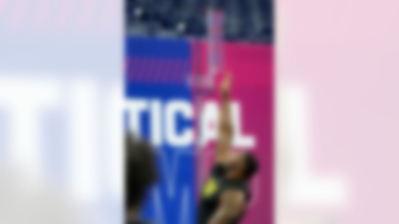 Penn State defensive lineman Zane Durant (08) participates in a drill during the 2026 NFL Scouting Combine on Thursday, February 26, 2026 in Indianapolis, Indiana.