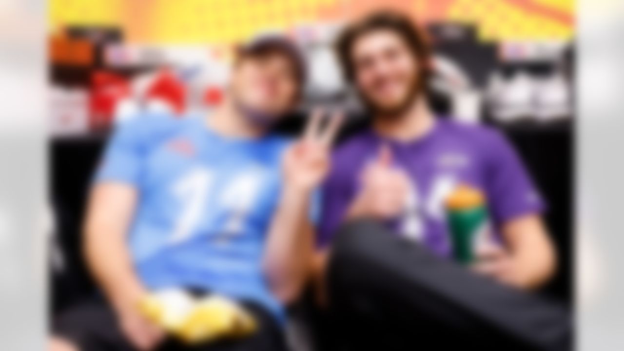 Los Angeles Chargers kicker Cameron Dicker (11) and Baltimore Ravens punter Jordan Stout (11) pose for a photo prior to the 2026 Pro Bowl Game on Tuesday, February 3, 2026 in San Francisco, California.